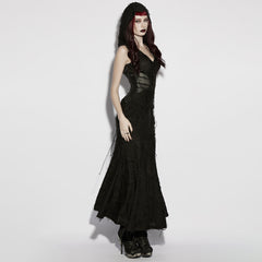 OQ-816LQF Gothic Dress Elegant Lace Embellished Hooded Maxi Gown