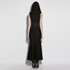 OQ-816LQF Gothic Dress Elegant Lace Embellished Hooded Maxi Gown