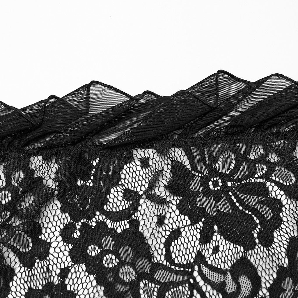 OQ-820LQF Gothic Dress Lace High-Low Spaghetti Straps Corset Back