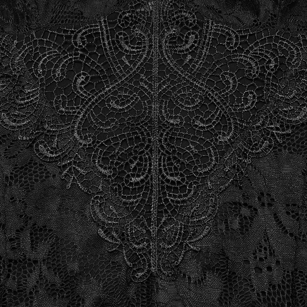 OQ-820LQF Gothic Dress Lace High-Low Spaghetti Straps Corset Back