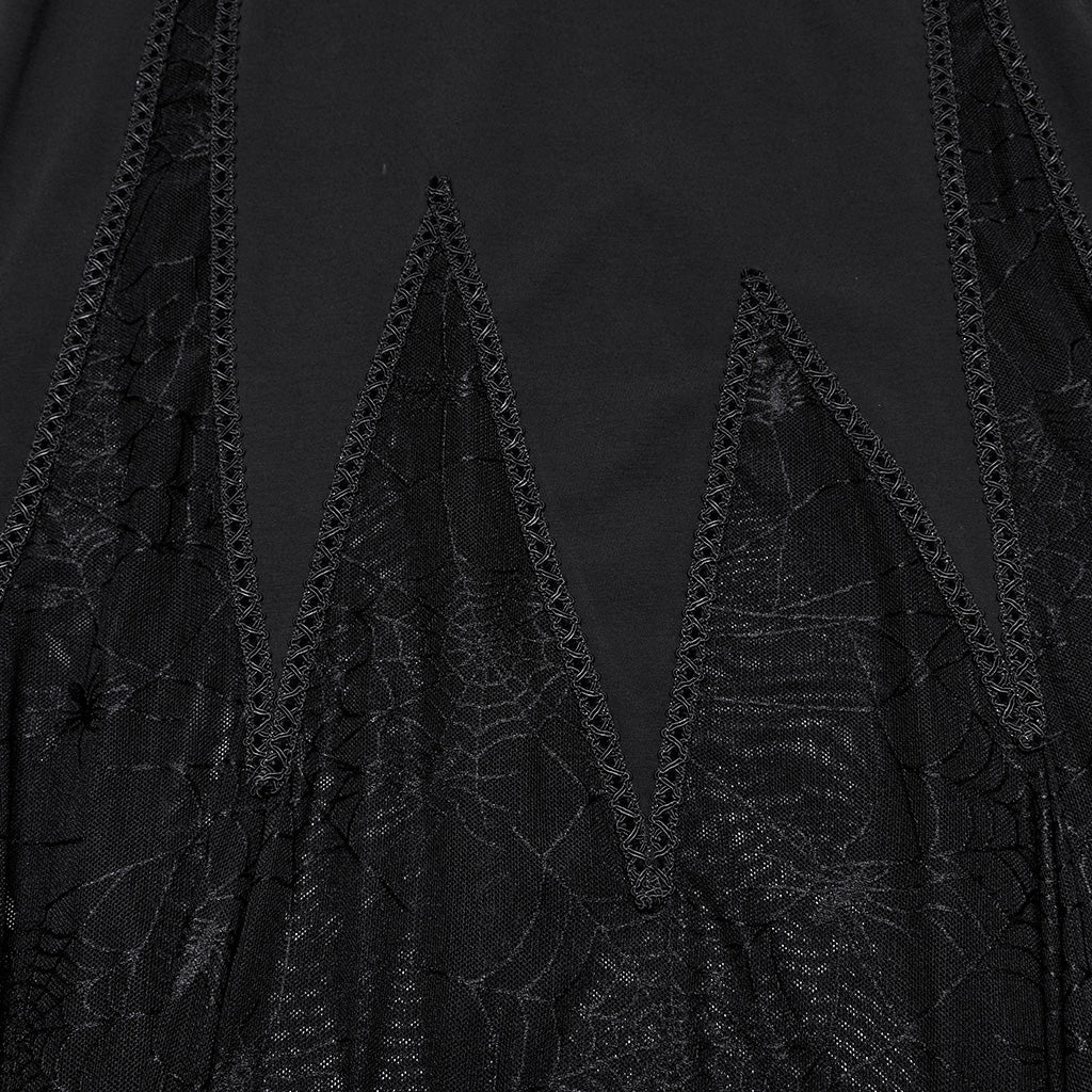 OQ-826LQF Gothic Dress Black Lace Sheer Panel Evening Gown