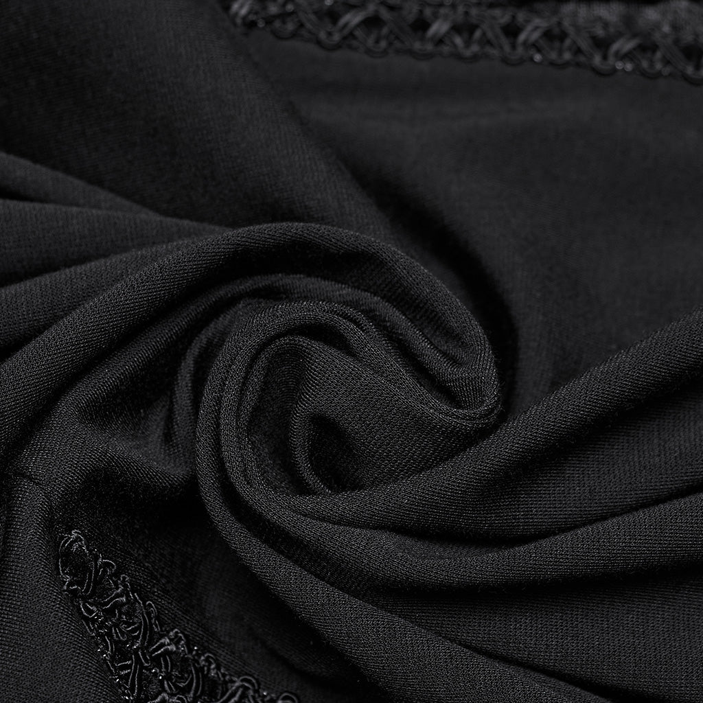 OQ-826LQF Gothic Dress Black Lace Sheer Panel Evening Gown