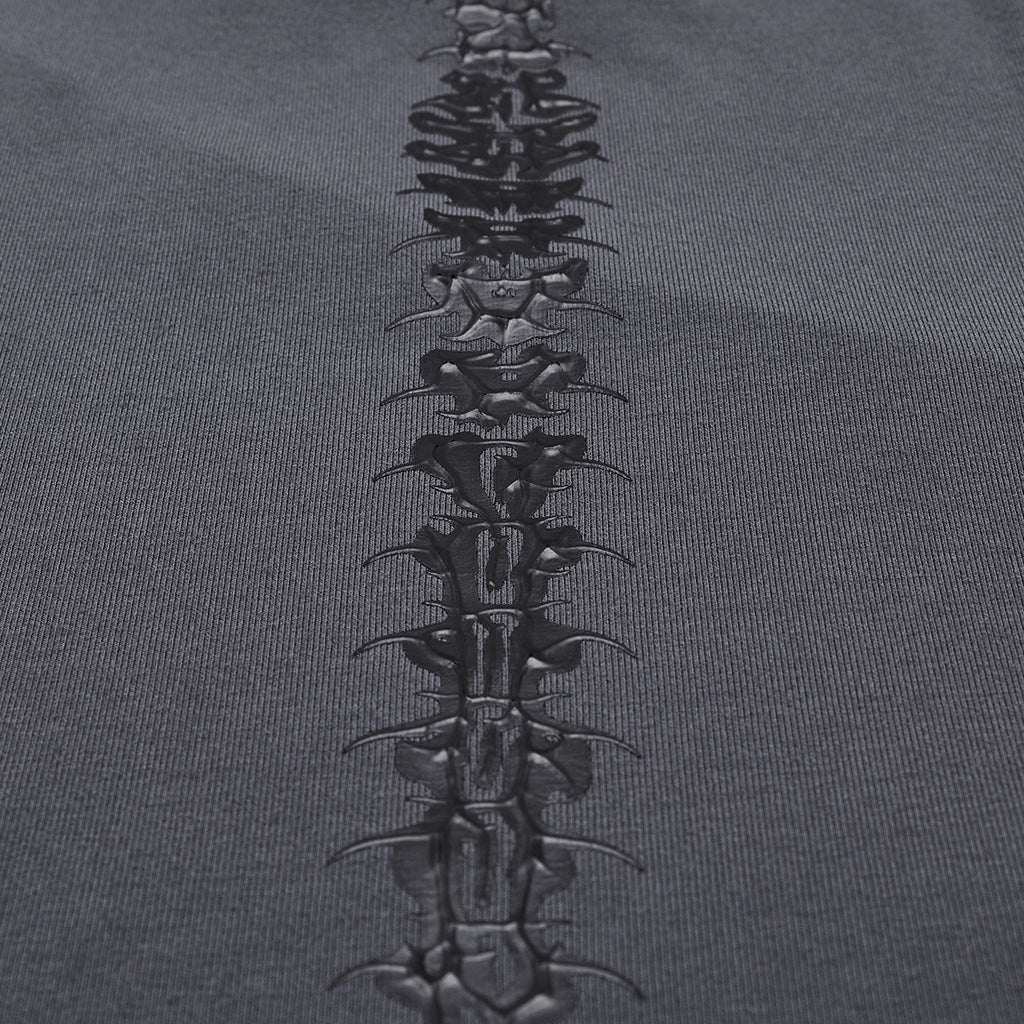OQ-828LQF Long Sleeve Gothic Punk Dress Skeleton Ribcage Detail Midi