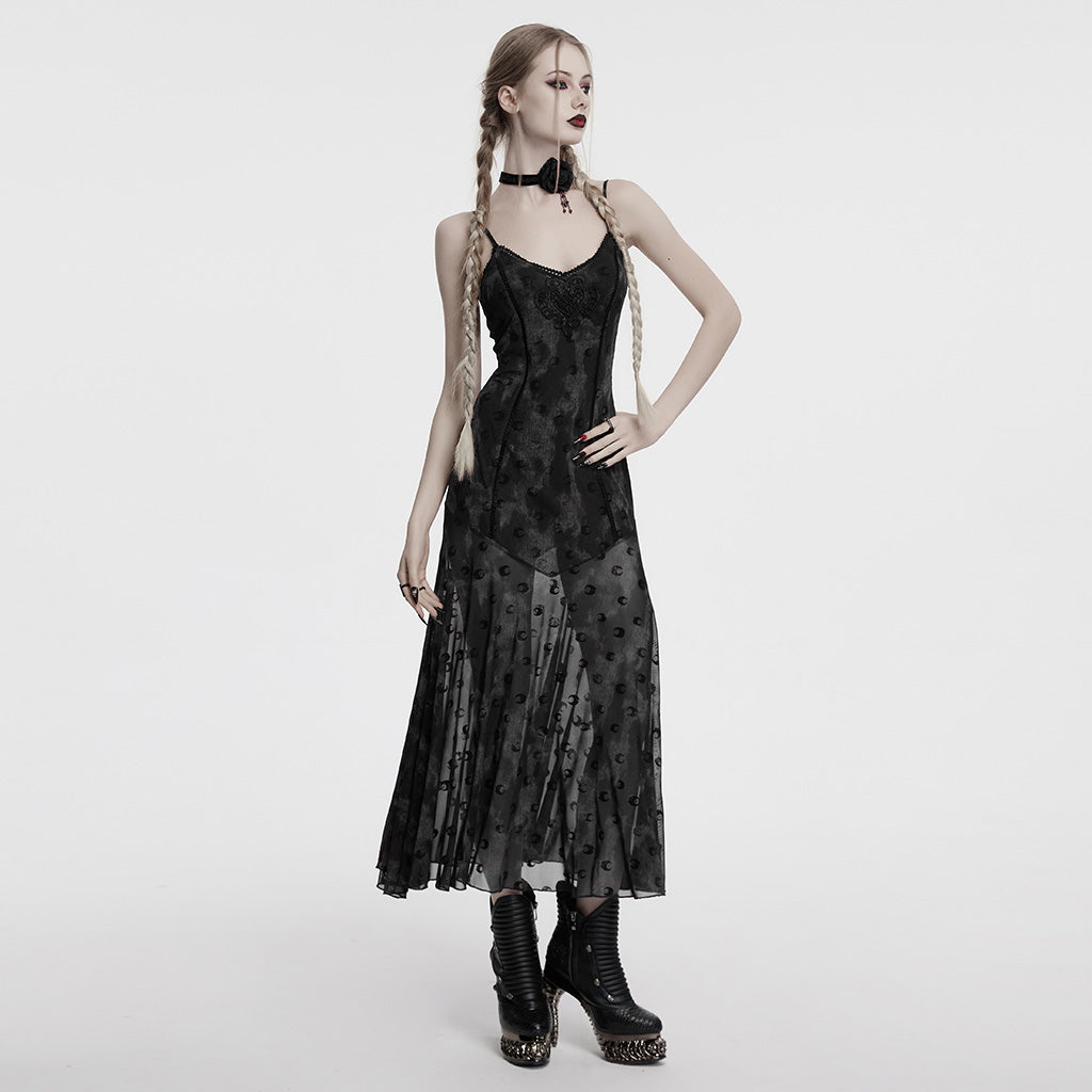 OQ-834LQF Gothic Dress Victorian Burgundy Lace Long Sleeve Maxi Dress