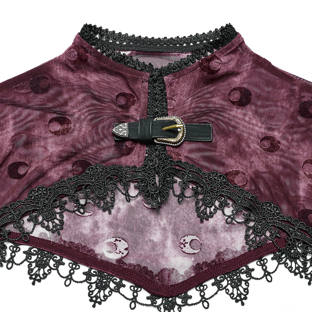 OQ-834LQF Gothic Dress Victorian Burgundy Lace Long Sleeve Maxi Dress
