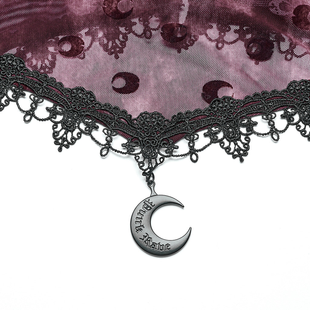 OQ-834LQF Gothic Dress Victorian Burgundy Lace Long Sleeve Maxi Dress