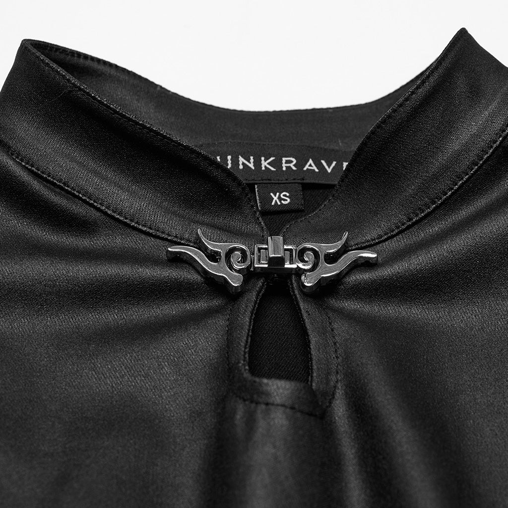 OQ-842LQF Gothic Dress with Batwing Sleeves and Keyhole Neckline Design