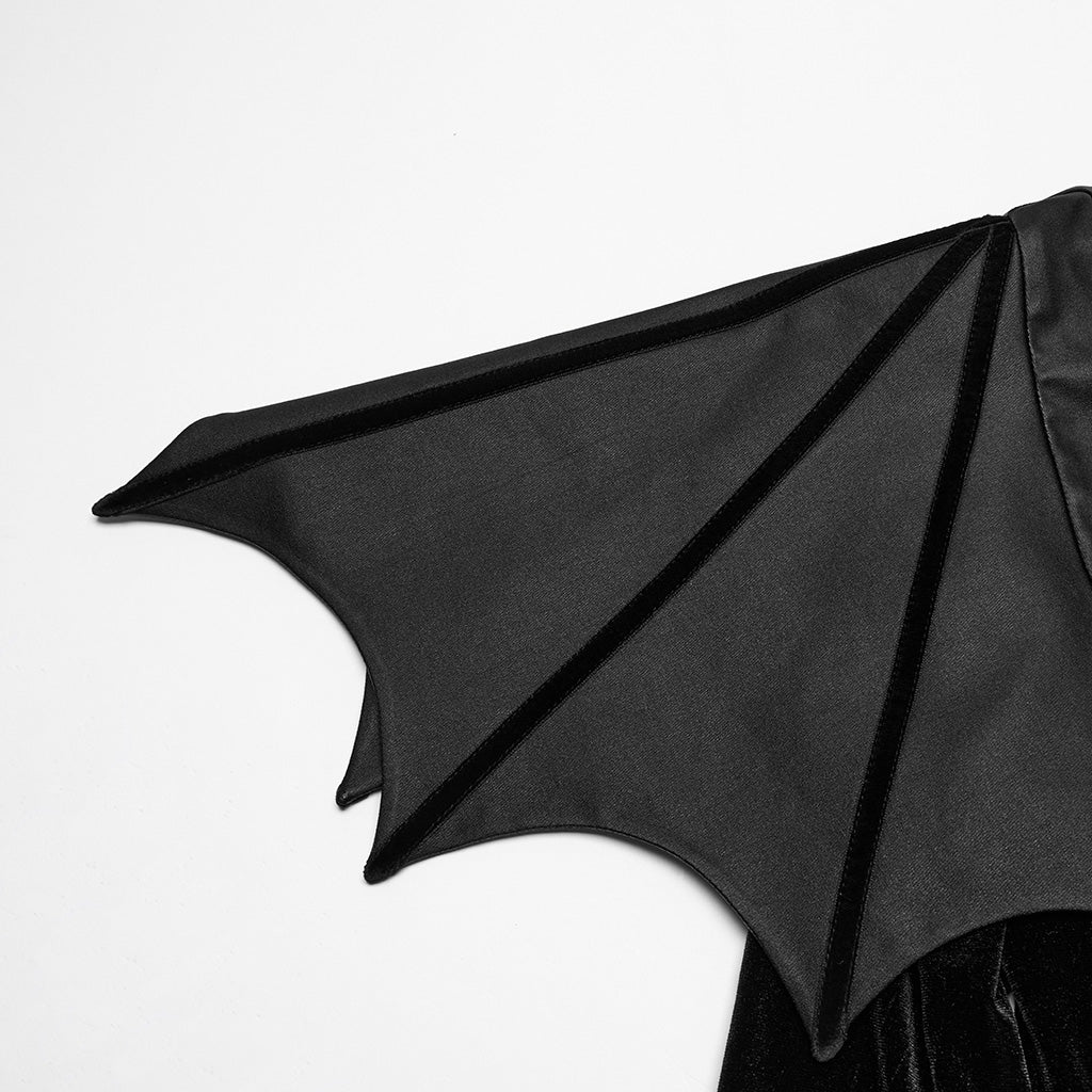 OQ-842LQF Gothic Dress with Batwing Sleeves and Keyhole Neckline Design
