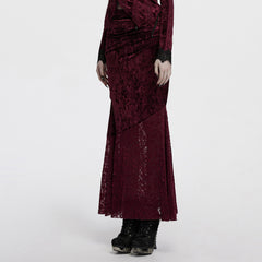 OQ-848BQF Gothic Skirt Velvet Lace Long Maxi Dark Elegance