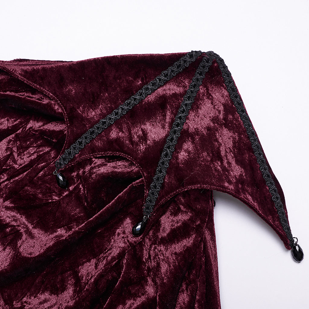 OQ-848BQF Gothic Skirt Velvet Lace Long Maxi Dark Elegance