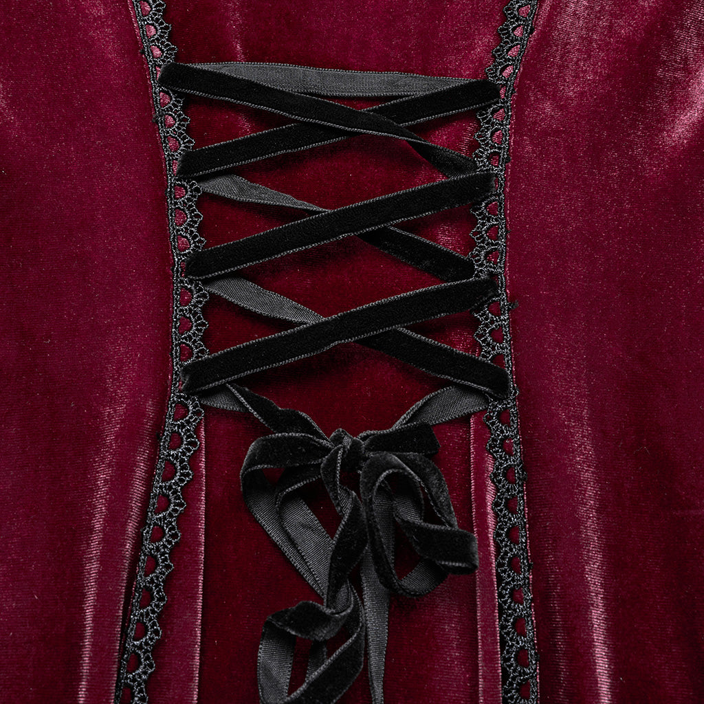 OQ-850LQF Gothic Dress Velvet Lace Long Sleeve Victorian Gown