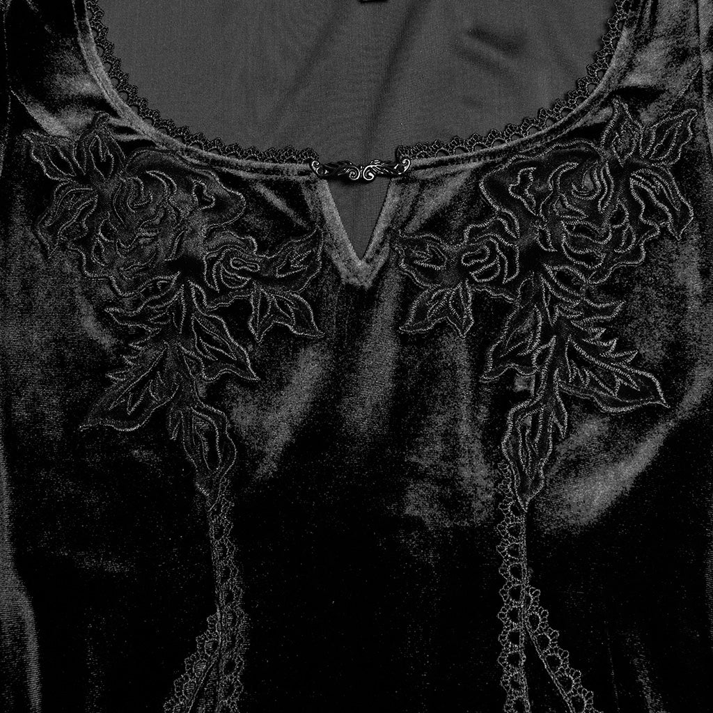 OQ-850LQF Gothic Dress Velvet Lace Long Sleeve Victorian Gown