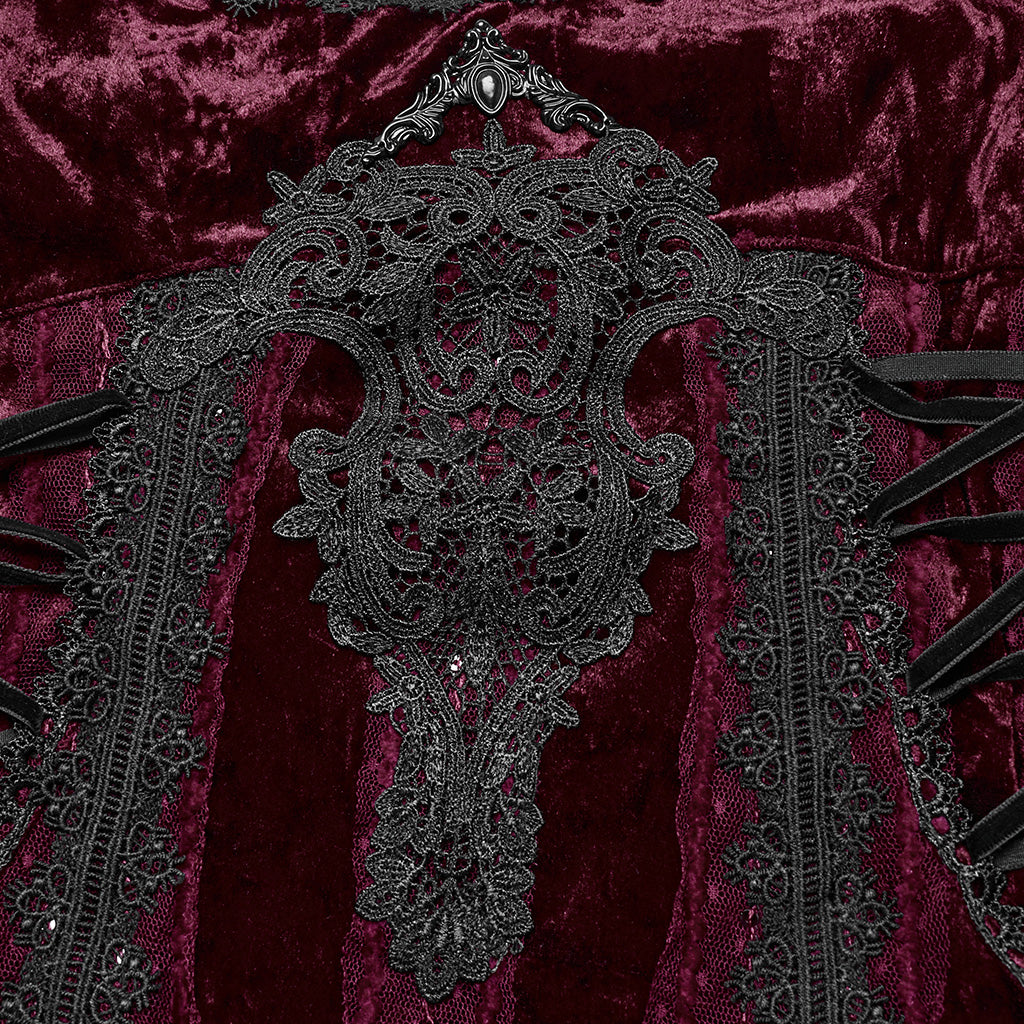 OQ-856LQF Luxury Gothic Dress Spaghetti Straps Velvet Long Black Gown