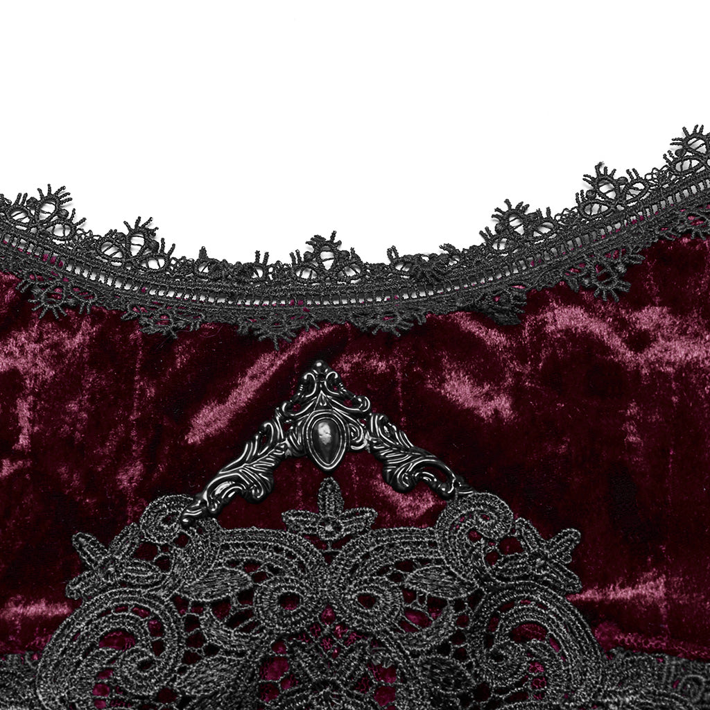 OQ-856LQF Luxury Gothic Dress Spaghetti Straps Velvet Long Black Gown