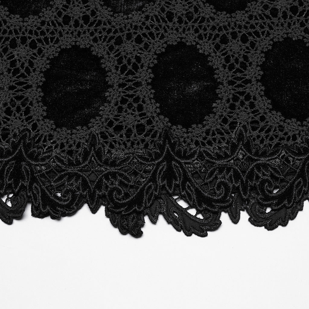 OQ-862BQF Gothic Lace Punk Skirt with Circle Pattern and Ruffled Hem