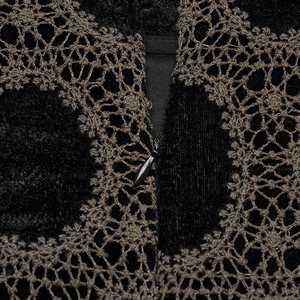 OQ-862BQF Gothic Lace Punk Skirt with Circle Pattern and Ruffled Hem