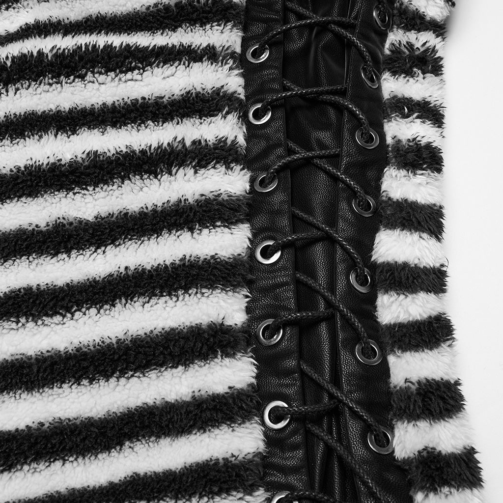 OQ-901LQF Striped Fuzzy Punk Sweater Long Sleeve Bold Pattern Design