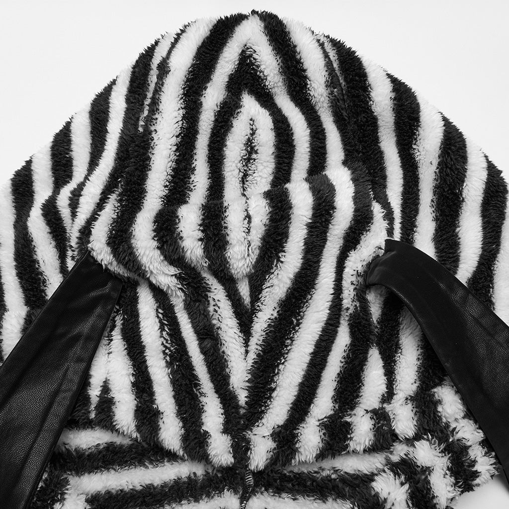 OQ-901LQF Striped Fuzzy Punk Sweater Long Sleeve Bold Pattern Design