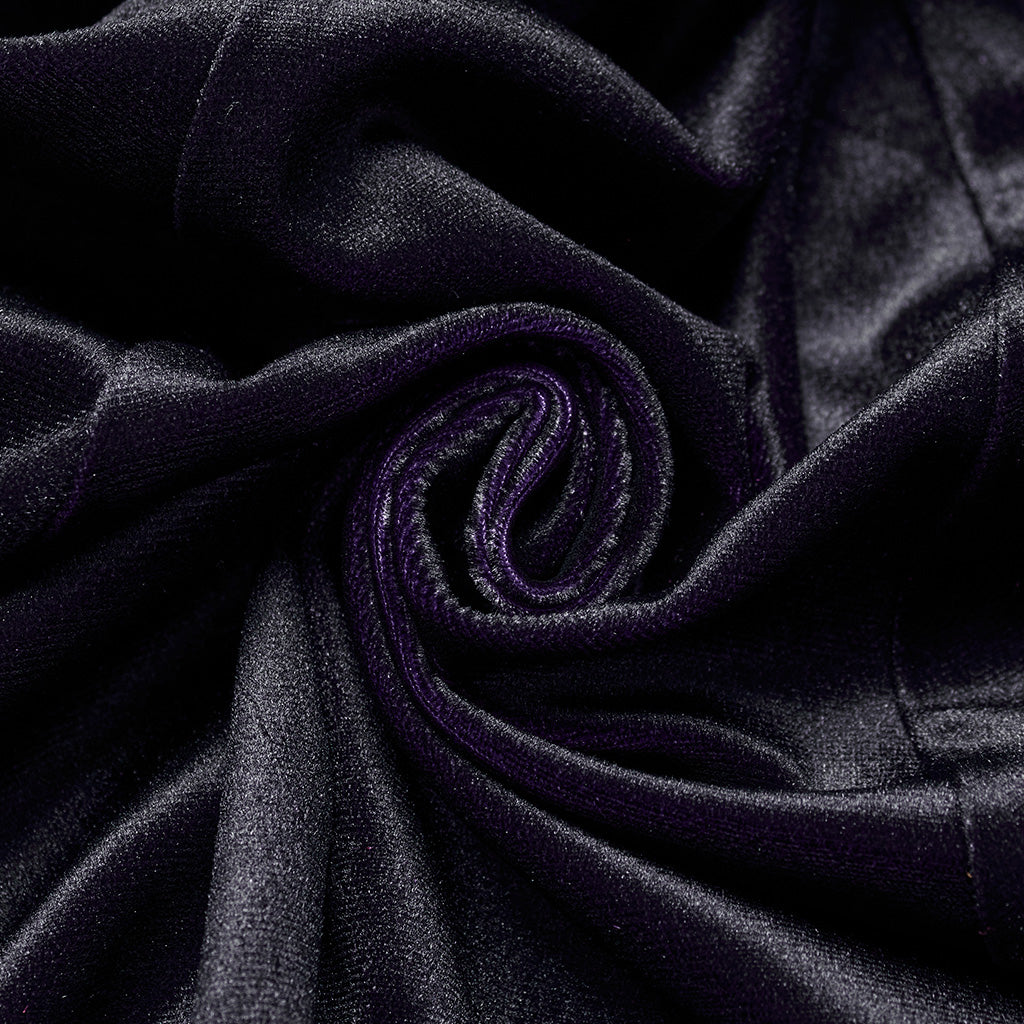OQ-928LQF Gothic Dress Velvet Maroon Bell Sleeve Fur Trim Hem Velvet Gothic Dress with Faux Fur Cuffs and Hemline Trim Velvet Flare Gothic Dress with Fur Trim Elegant Style