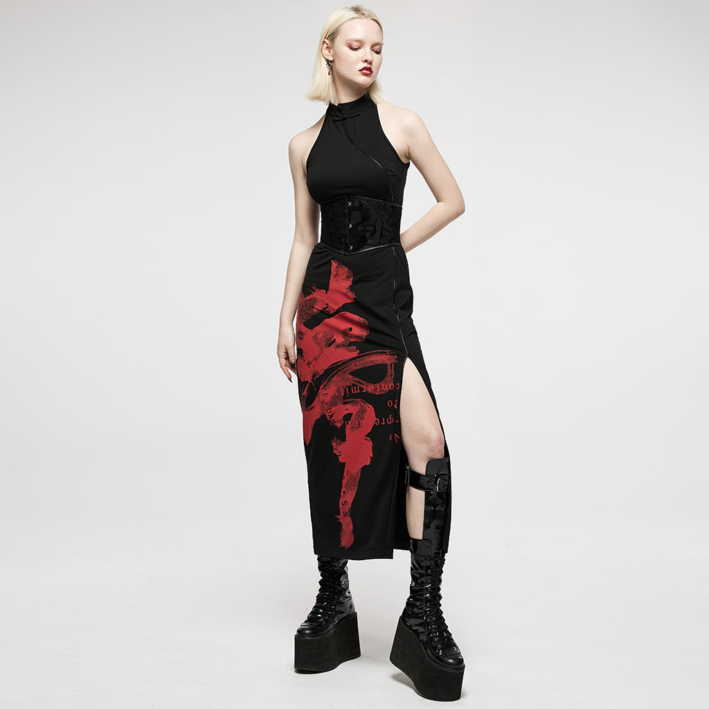 OS-002YDF Dragon Embossed Lace-Up Punk Corset Waist Cincher Belt