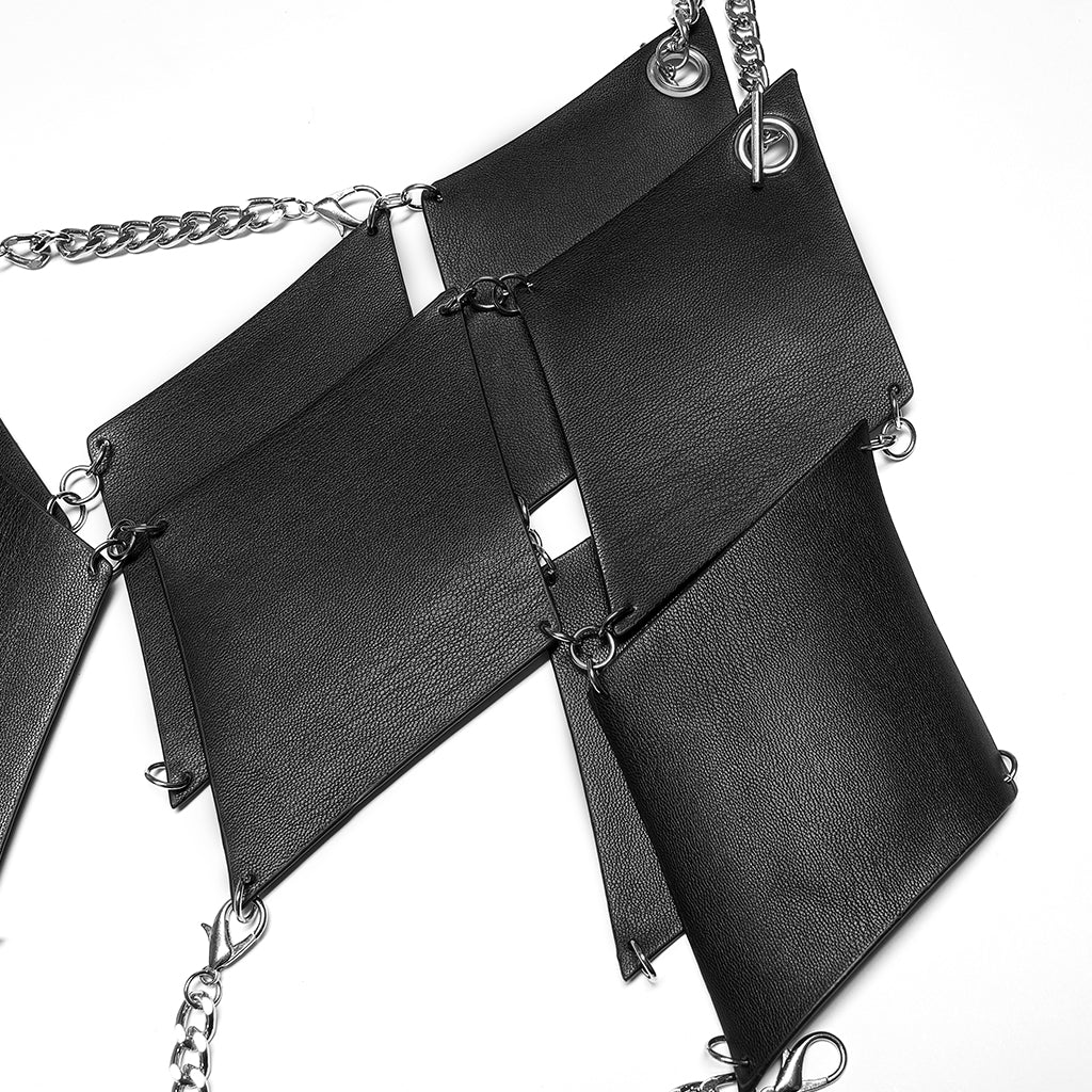 OS-005BXF Edgy Chain Strap Diamond Cutout Punk Vest Top