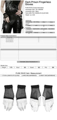 OS-1005SSF Gothic Mesh Fingerless Gloves Punk Accessories Black Studded Design
