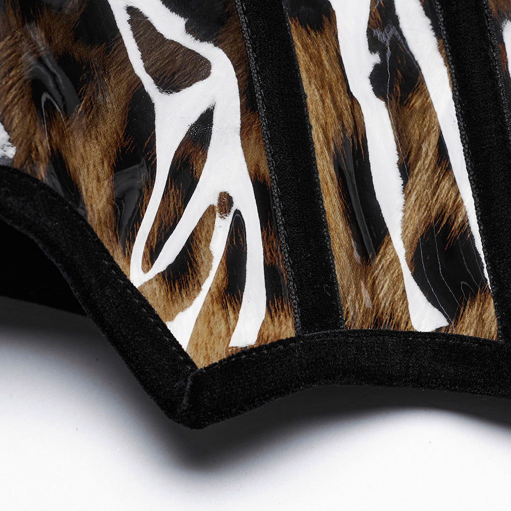 OS-697YDF Gothic Corset Leopard Print Glossy Lace-Up Waist Cincher