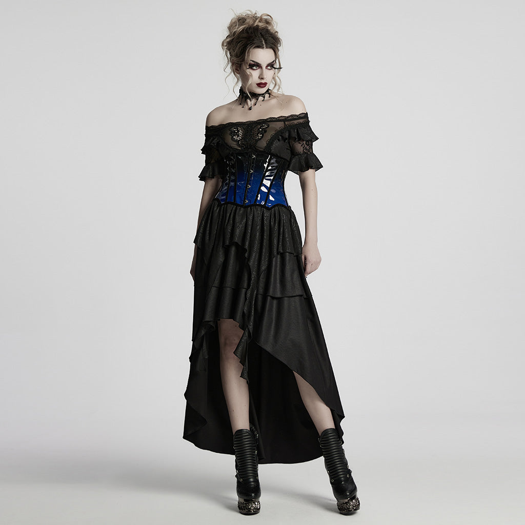 OS-697YDF Gothic Corset Leopard Print Glossy Lace-Up Waist Cincher