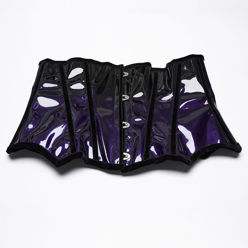 OS-697YDF Gothic Corset Leopard Print Glossy Lace-Up Waist Cincher