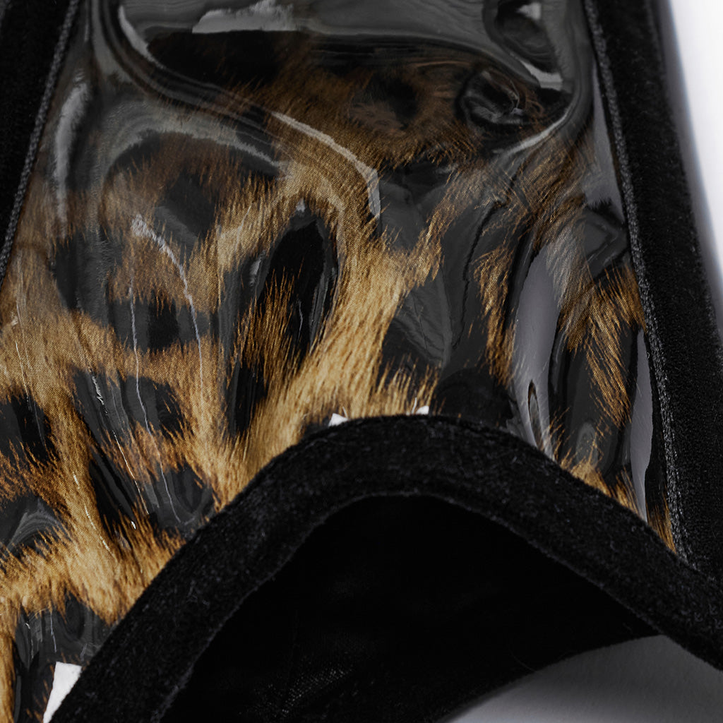 OS-697YDF Gothic Corset Leopard Print Glossy Lace-Up Waist Cincher
