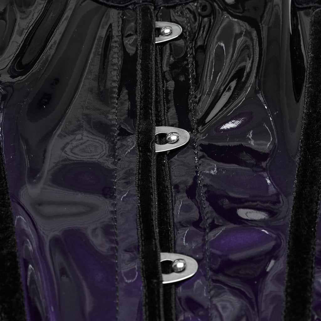 OS-697YDF Gothic Corset Leopard Print Glossy Lace-Up Waist Cincher