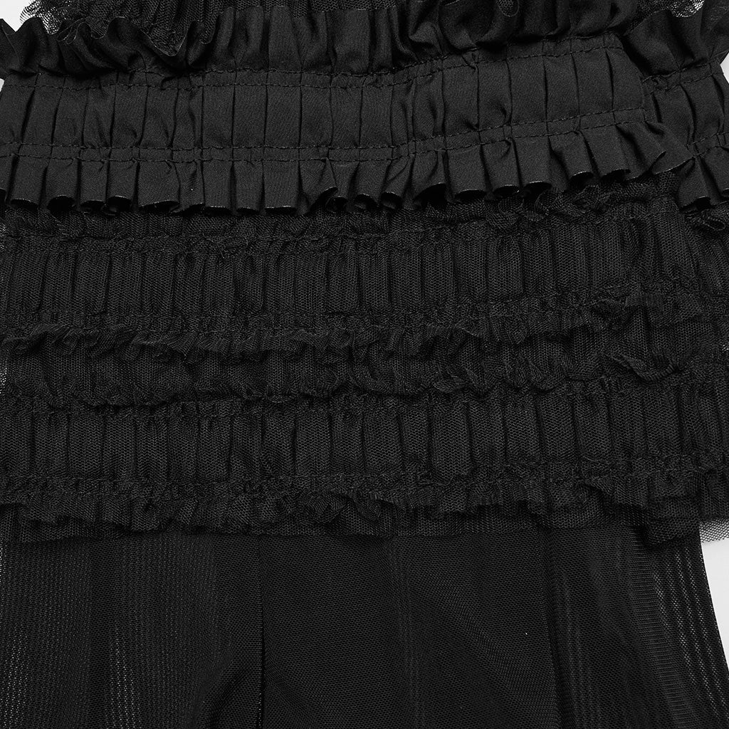 OS-706JTF Gothic Accessories Black Lace Ruffle Leg Warmer Tiered Skirt Set