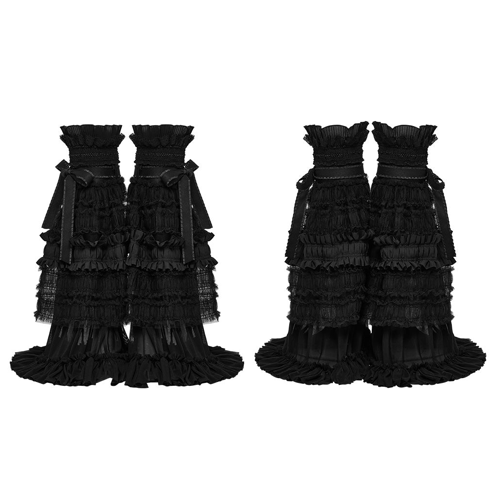 OS-706JTF Gothic Accessories Black Lace Ruffle Leg Warmer Tiered Skirt Set