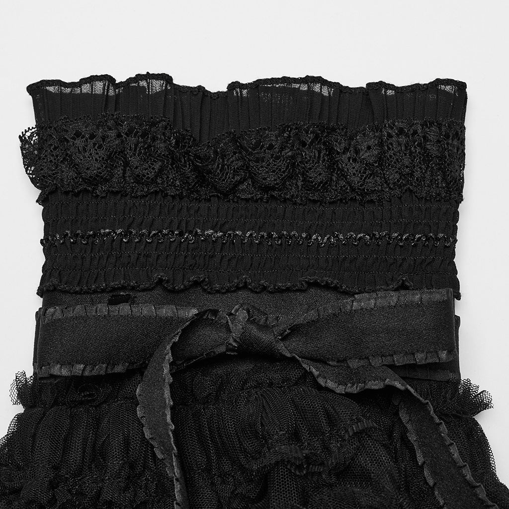 OS-706JTF Gothic Accessories Black Lace Ruffle Leg Warmer Tiered Skirt Set