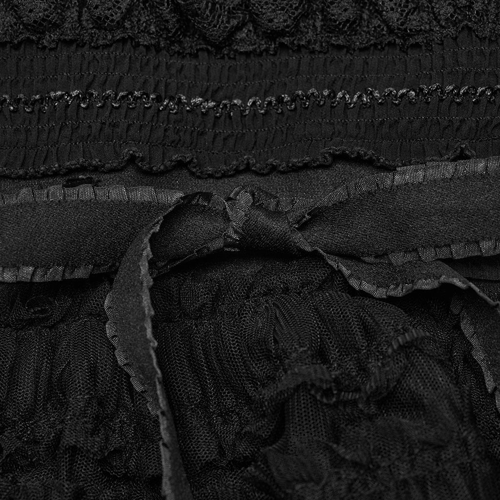 OS-706JTF Gothic Accessories Black Lace Ruffle Leg Warmer Tiered Skirt Set