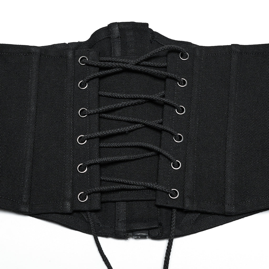 OS-709YDF Punk Corset Zipper Front Lace-Up Back Waist Cincher