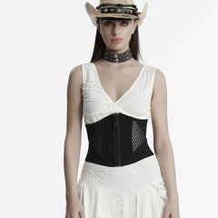 OS-709YDF Punk Corset Zipper Front Lace-Up Back Waist Cincher