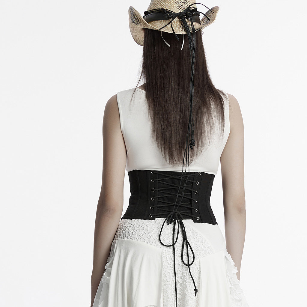 OS-709YDF Punk Corset Zipper Front Lace-Up Back Waist Cincher