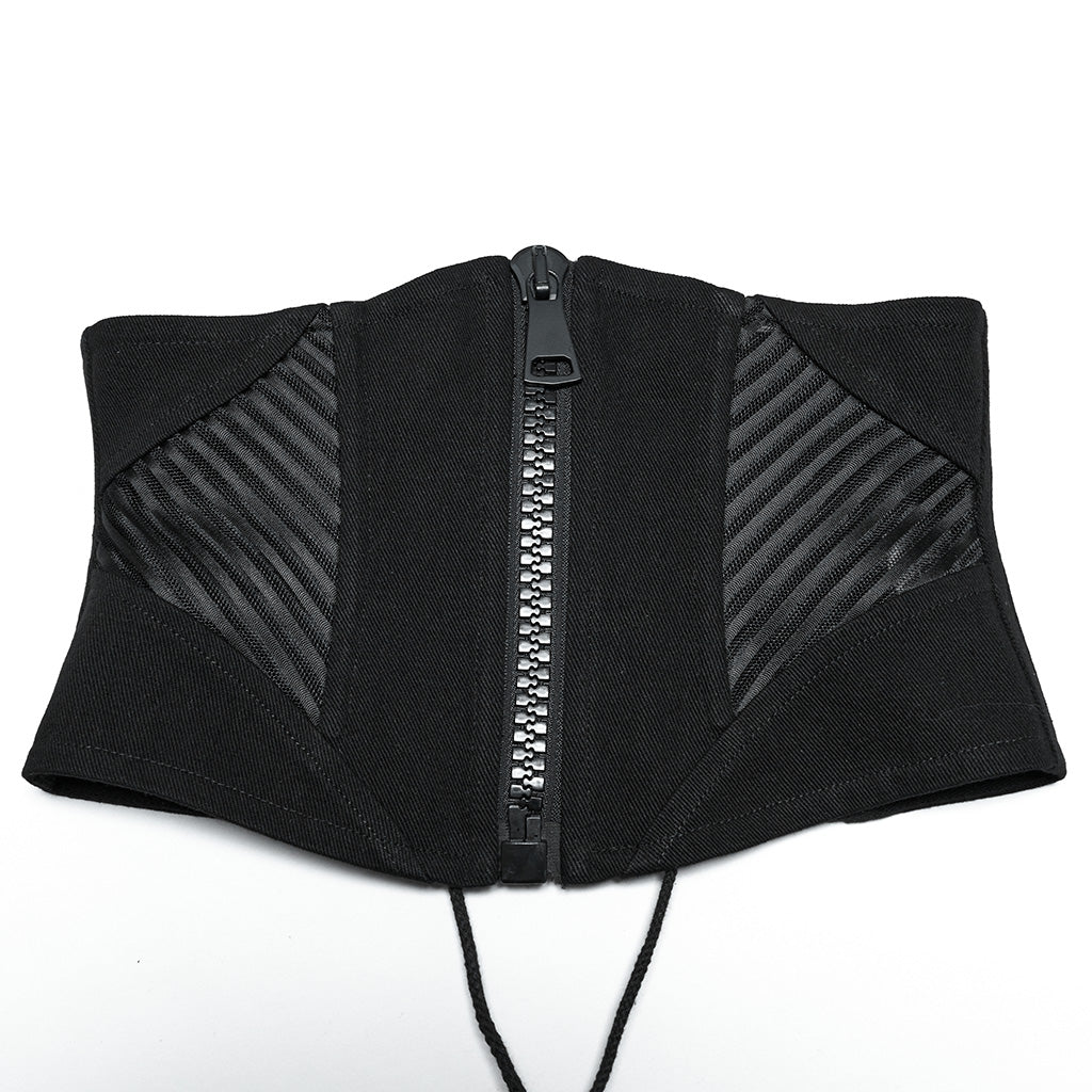 OS-709YDF Punk Corset Zipper Front Lace-Up Back Waist Cincher