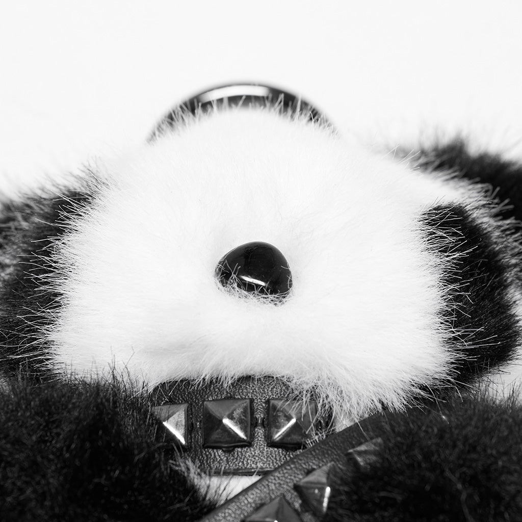 OS-748OTF Fluffy Punk Panda Bag Charm Plush Toy Accessory