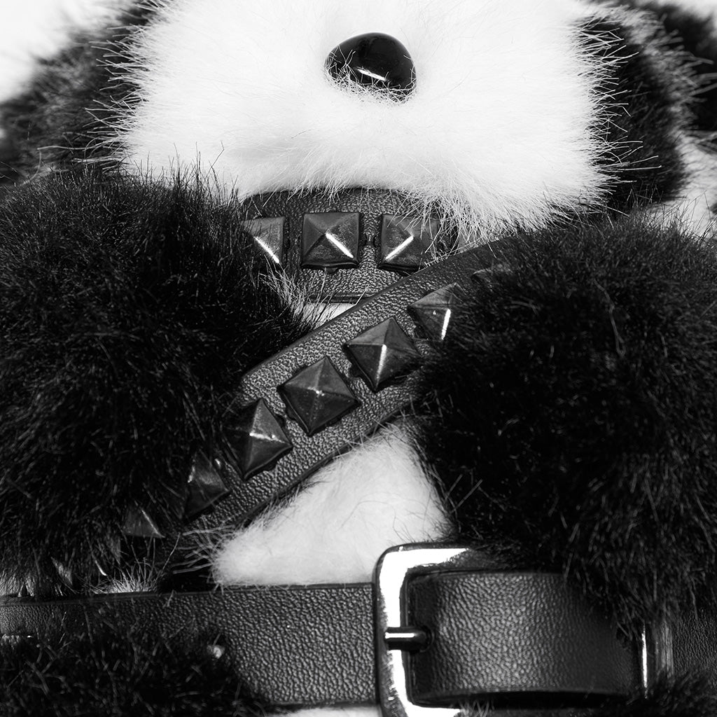 OS-748OTF Fluffy Punk Panda Bag Charm Plush Toy Accessory