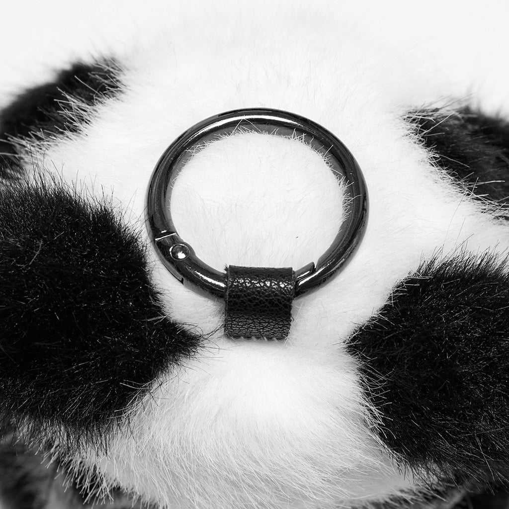 OS-748OTF Fluffy Punk Panda Bag Charm Plush Toy Accessory