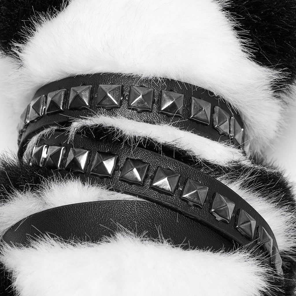 OS-748OTF Fluffy Punk Panda Bag Charm Plush Toy Accessory