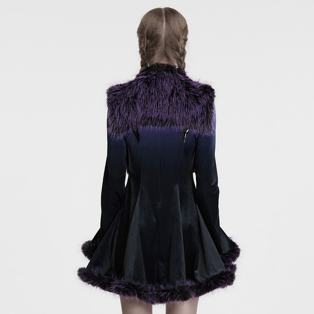 OS-749WJF Gothic Faux Fur Shoulder Cape Punk Accessories Purple Statement