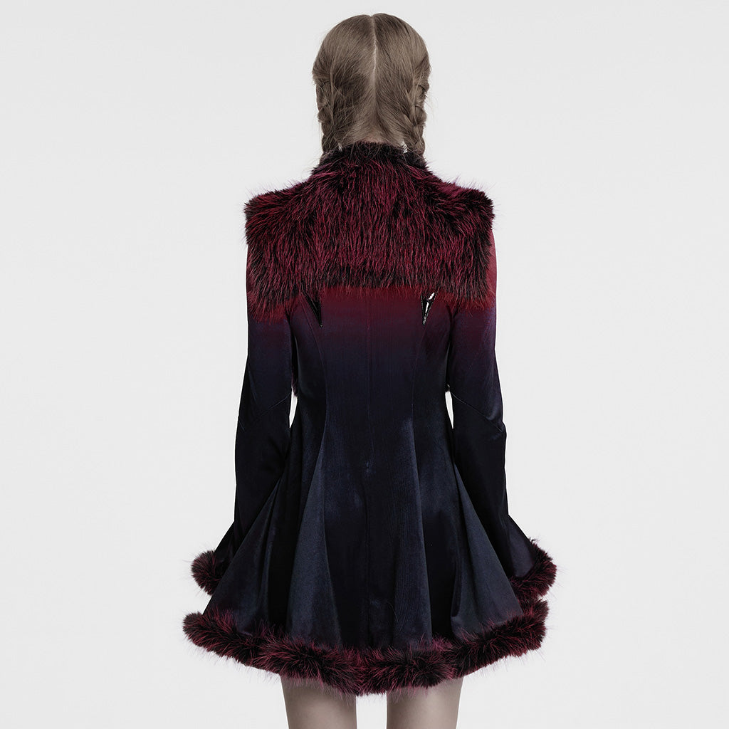 OS-749WJF Gothic Faux Fur Shoulder Cape Punk Accessories Purple Statement