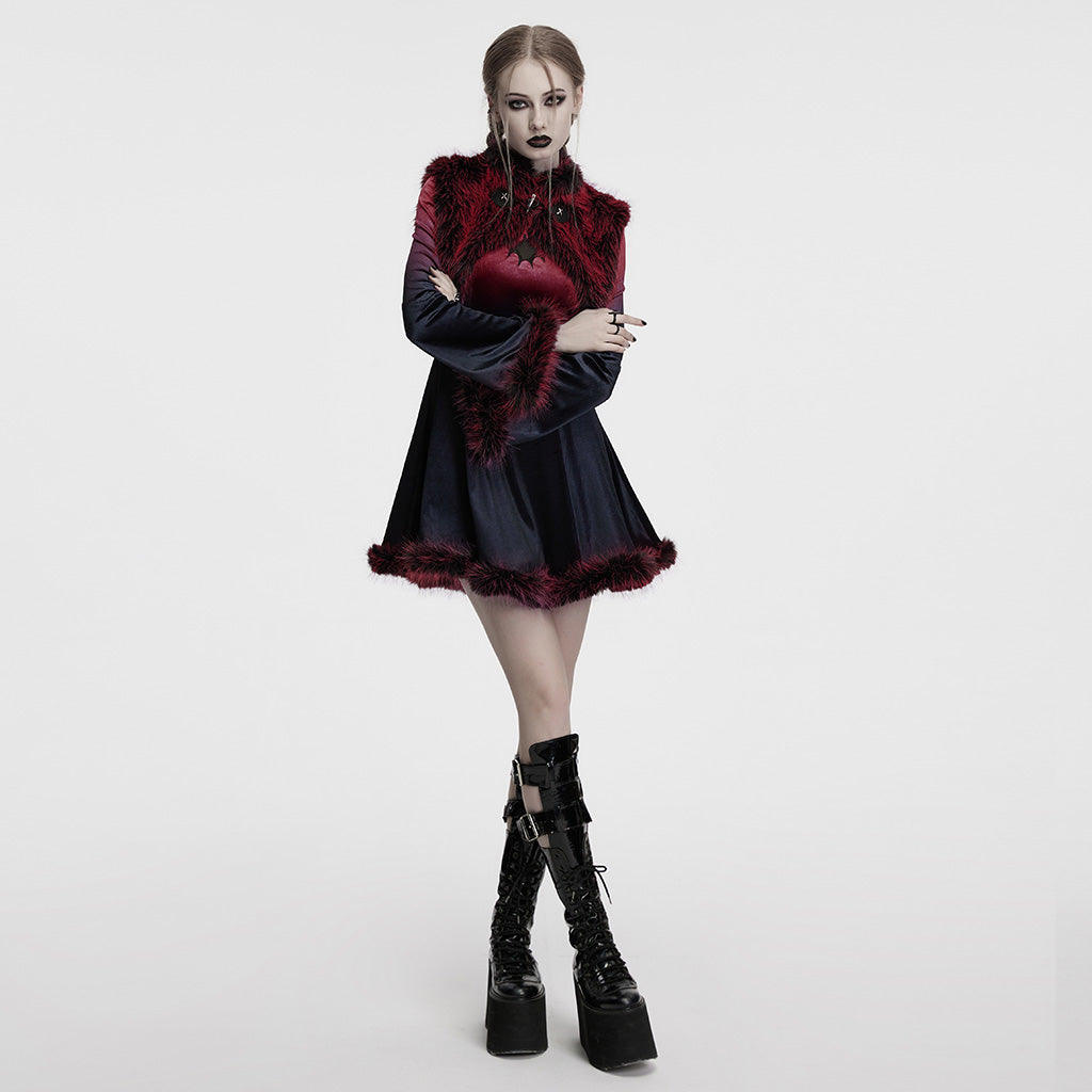 OS-749WJF Gothic Faux Fur Shoulder Cape Punk Accessories Purple Statement