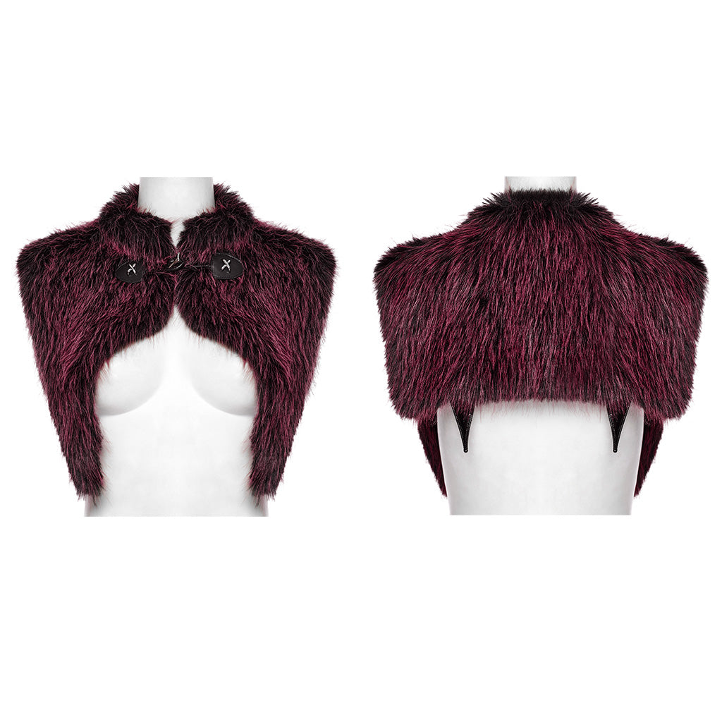 OS-749WJF Gothic Faux Fur Shoulder Cape Punk Accessories Purple Statement