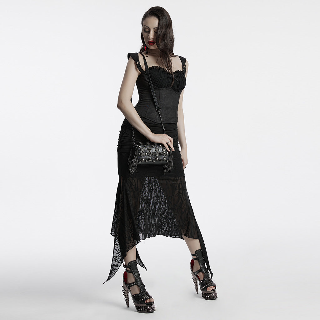 OS-756BBF Gothic Accessories Studded Chain Crossbody Bag Edgy Design