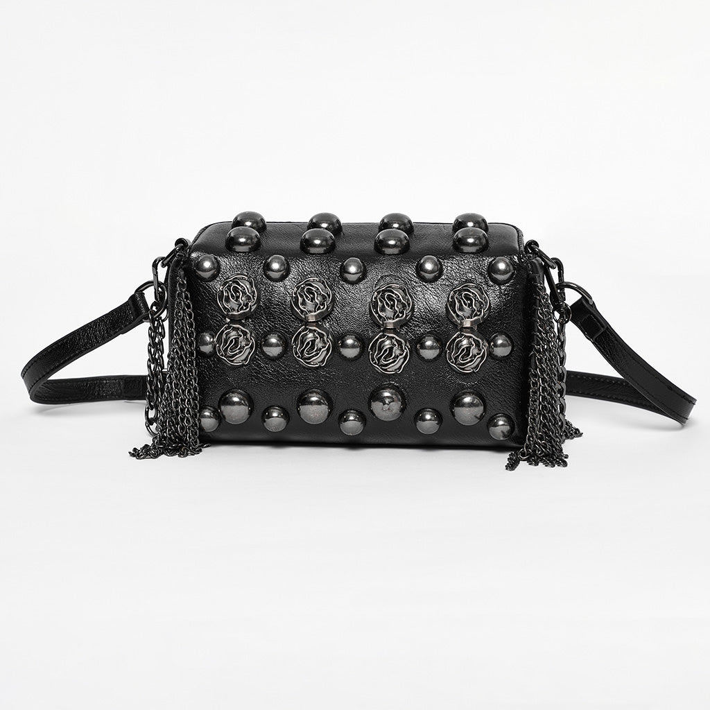 OS-756BBF Gothic Accessories Studded Chain Crossbody Bag Edgy Design