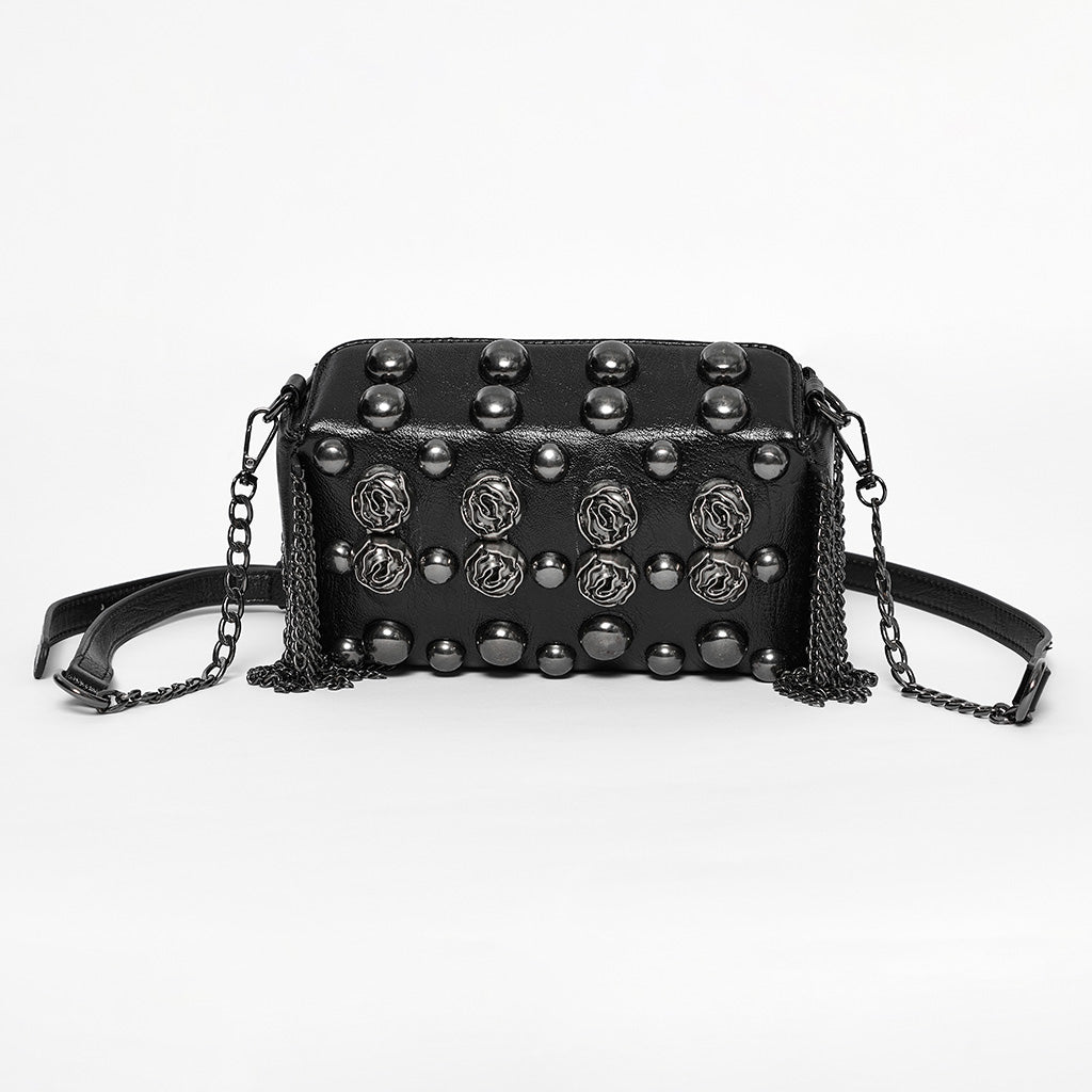 OS-756BBF Gothic Accessories Studded Chain Crossbody Bag Edgy Design